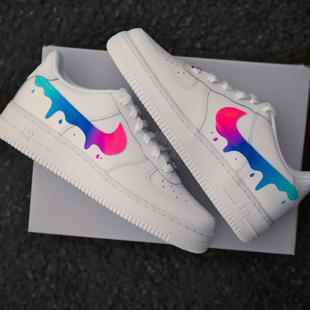 Custom Nike Air Force 1 Color Gradient with Drops - Sneaker Color Gradient with Drip - Hand-painted Shoes - Colorful - Custom Sneaker AF1