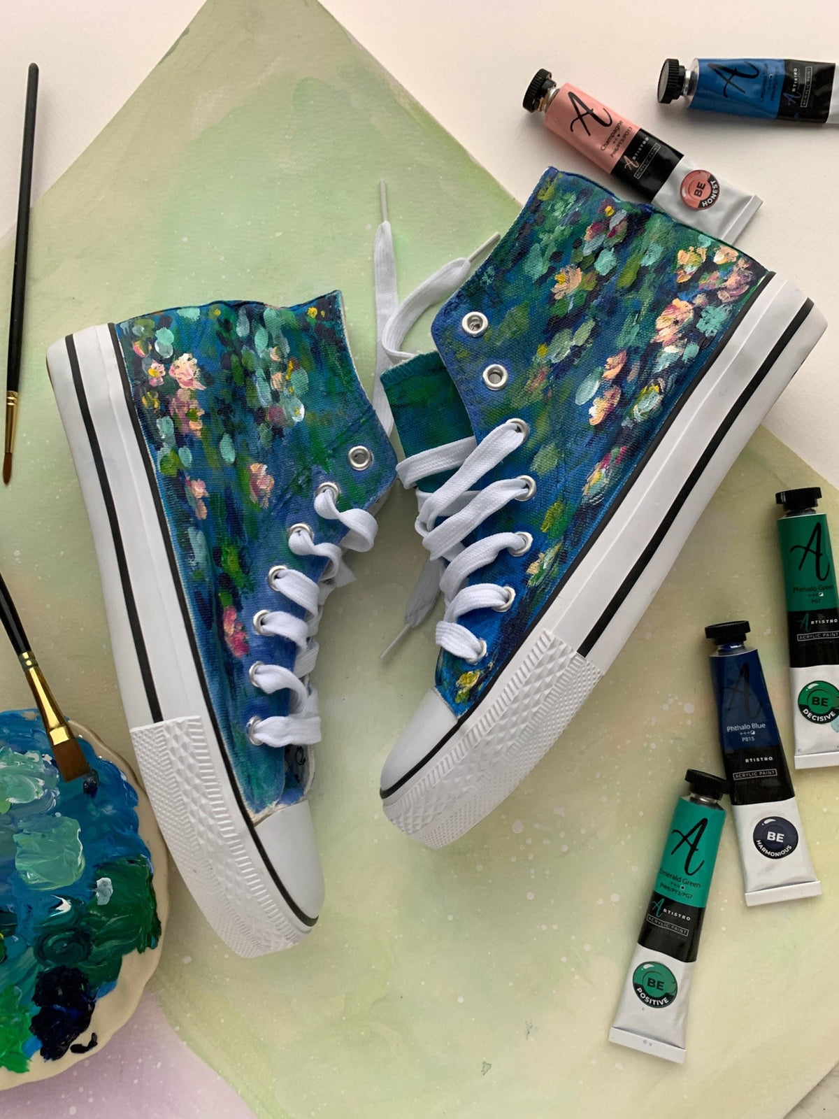 Hand Painted Sneakers | Custom Floral Butterfly Design