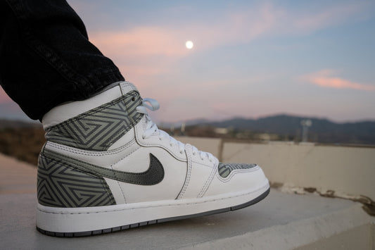 Light Grey and white Greek Print/Art Jordan 1 Highs