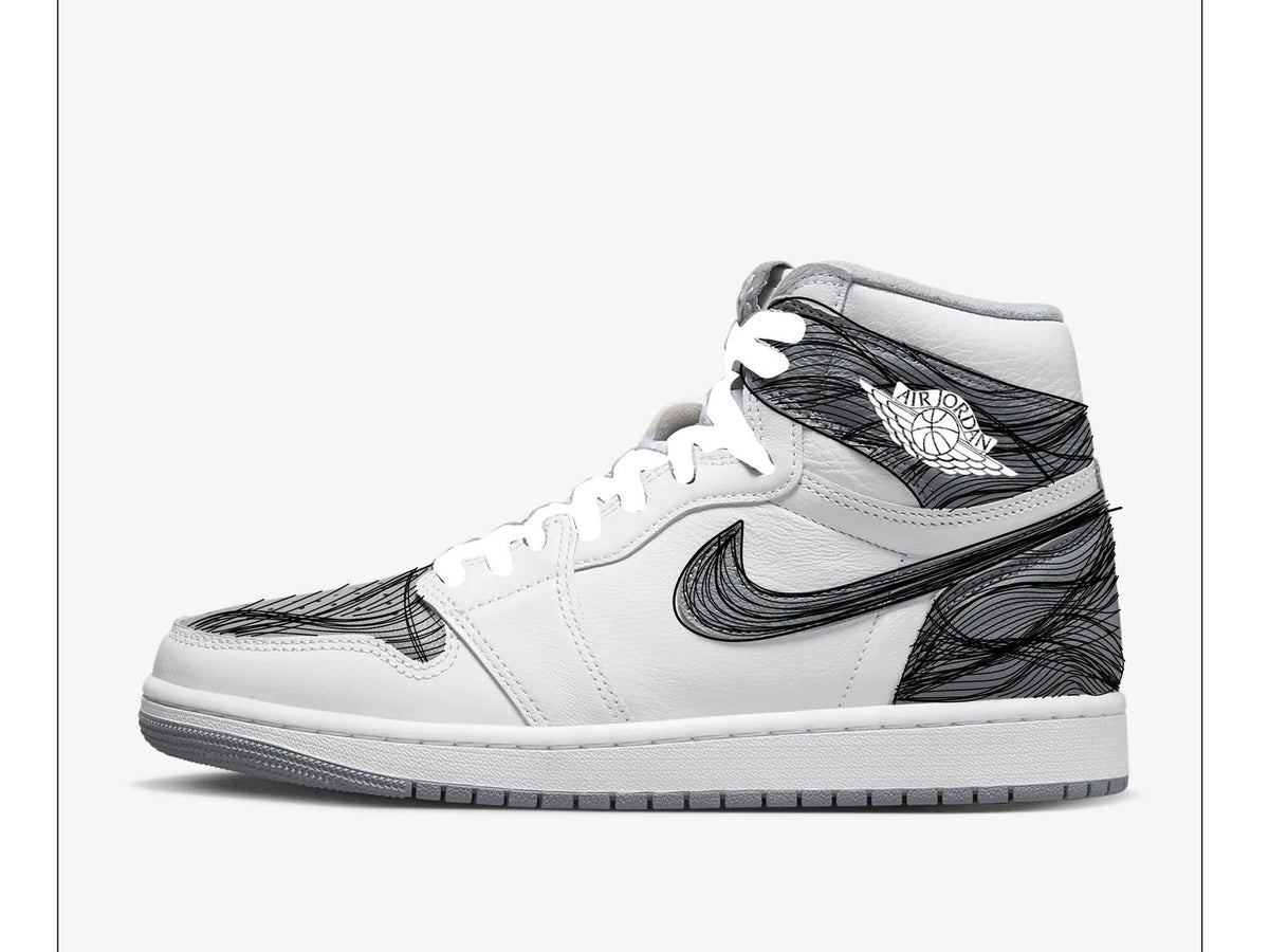 Light Grey and white Greek Print/Art Jordan 1 Highs