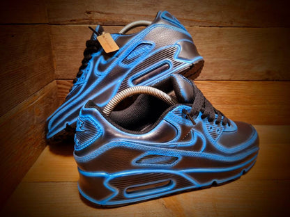 Custom Painted Air Max 90/Sneakers/Shoes/Kicks/Premium/Personalised/Neon Blue Cartoon