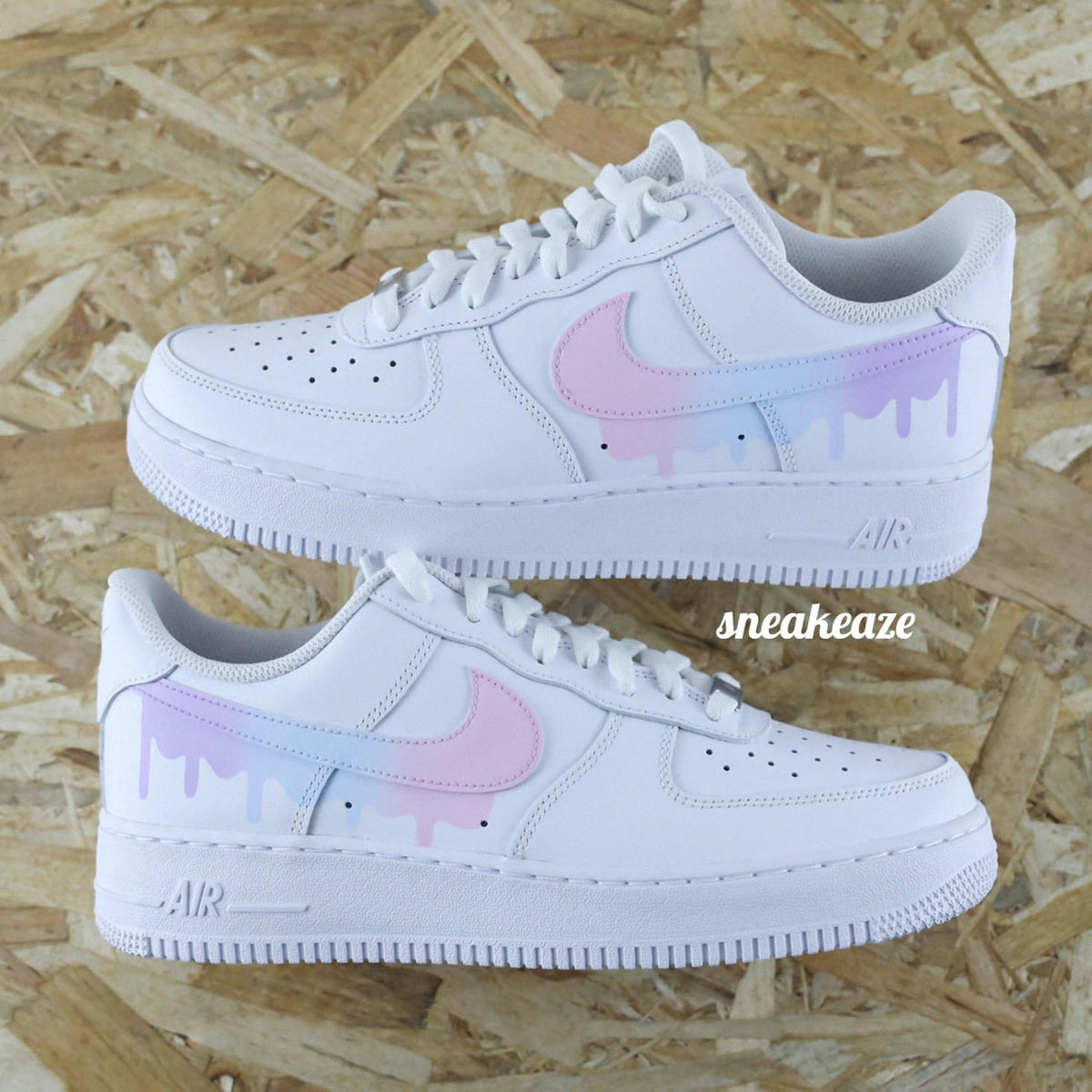 Custom Air Force 1 Drip sneakers pastel gradient flowing effect unisex