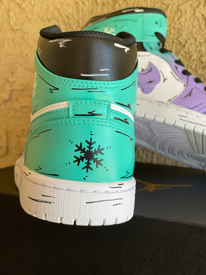 Purple to Light Blue Cartoon Drip Jordan 1s