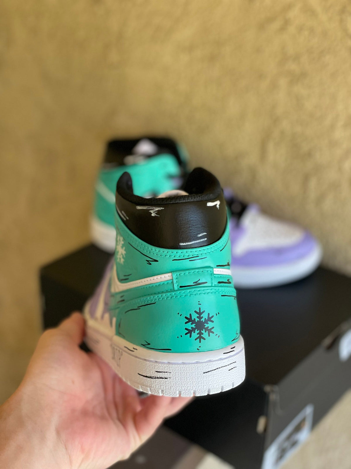 Purple to Light Blue Cartoon Drip Jordan 1s