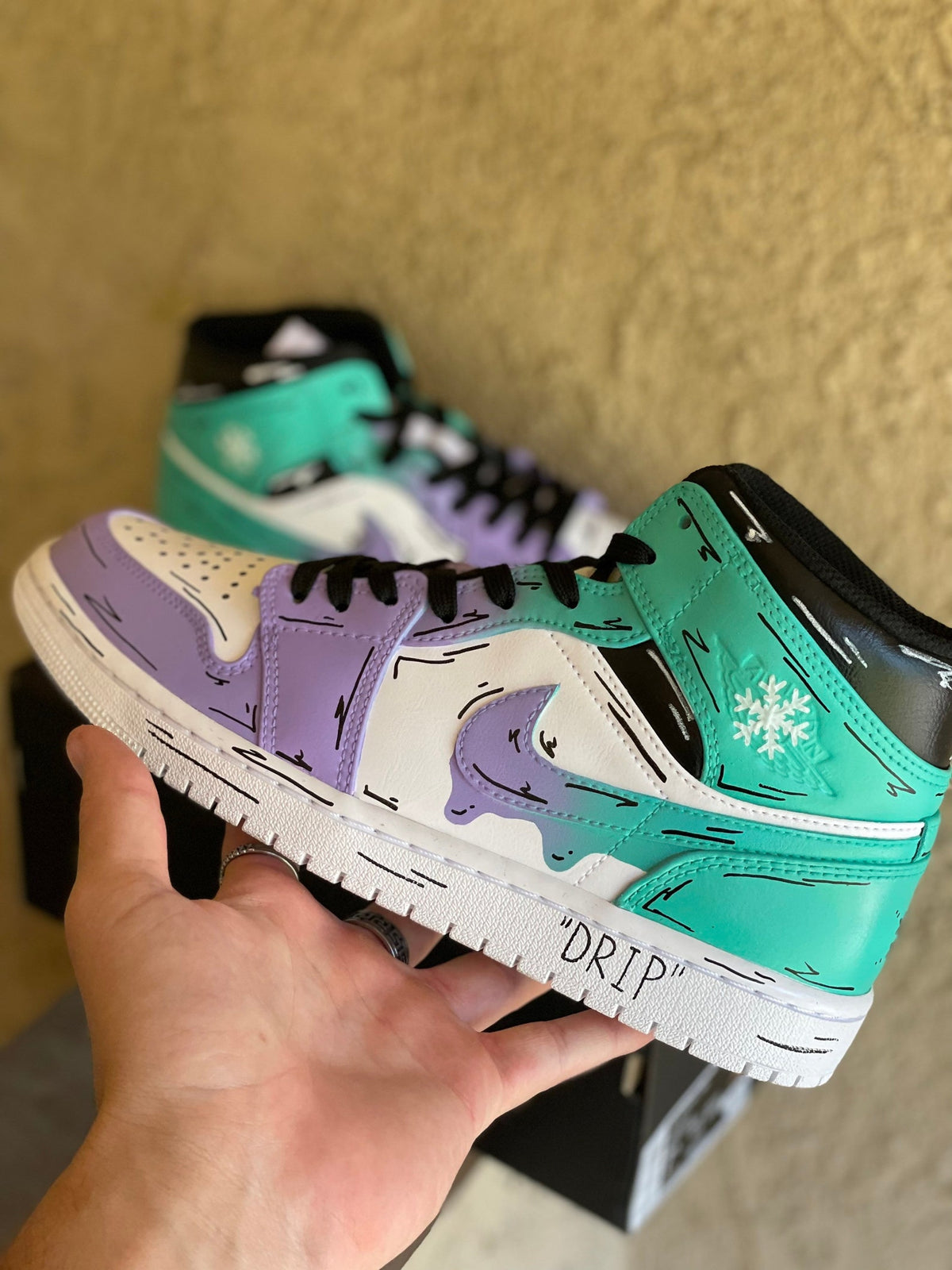 Purple to Light Blue Cartoon Drip Jordan 1s