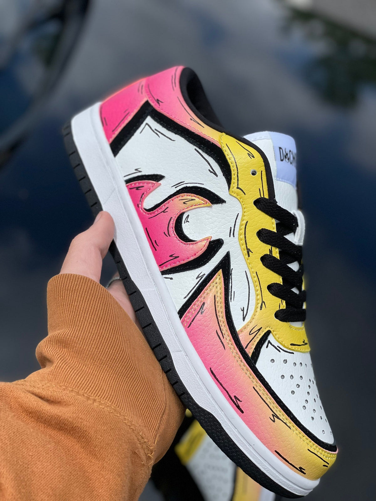 Cartoon Sunset drip fade Jordan 1 mids