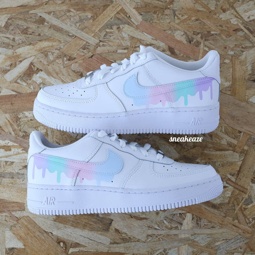 Custom Air Force 1 Drip sneakers pastel gradient flowing effect unisex