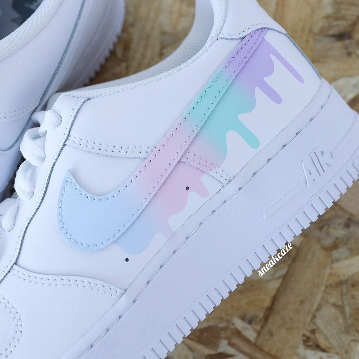 Custom Air Force 1 Drip sneakers pastel gradient flowing effect unisex