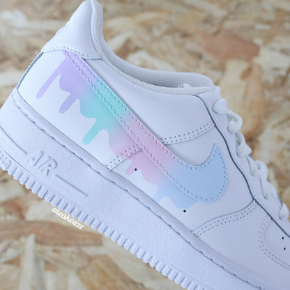 Custom Air Force 1 Drip sneakers pastel gradient flowing effect unisex