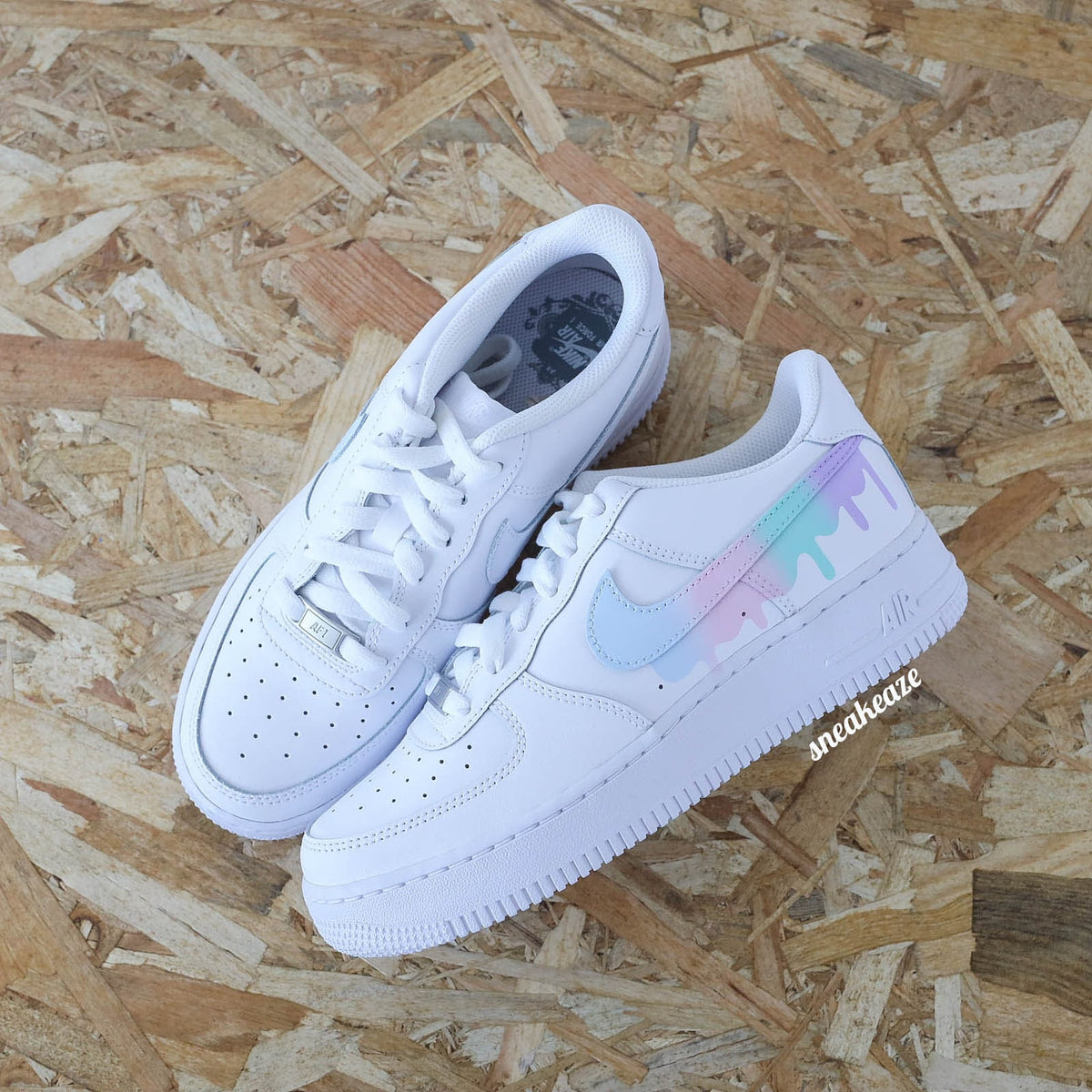 Custom Air Force 1 Drip sneakers pastel gradient flowing effect unisex