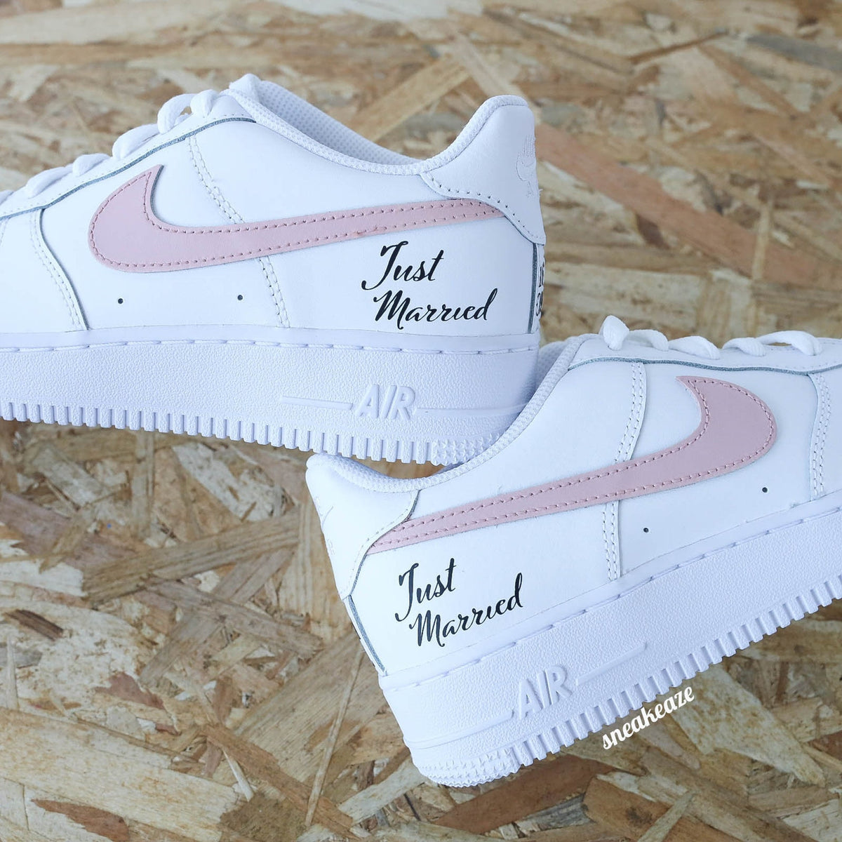 Custom Air Force 1 sneakers for weddings, unisex.