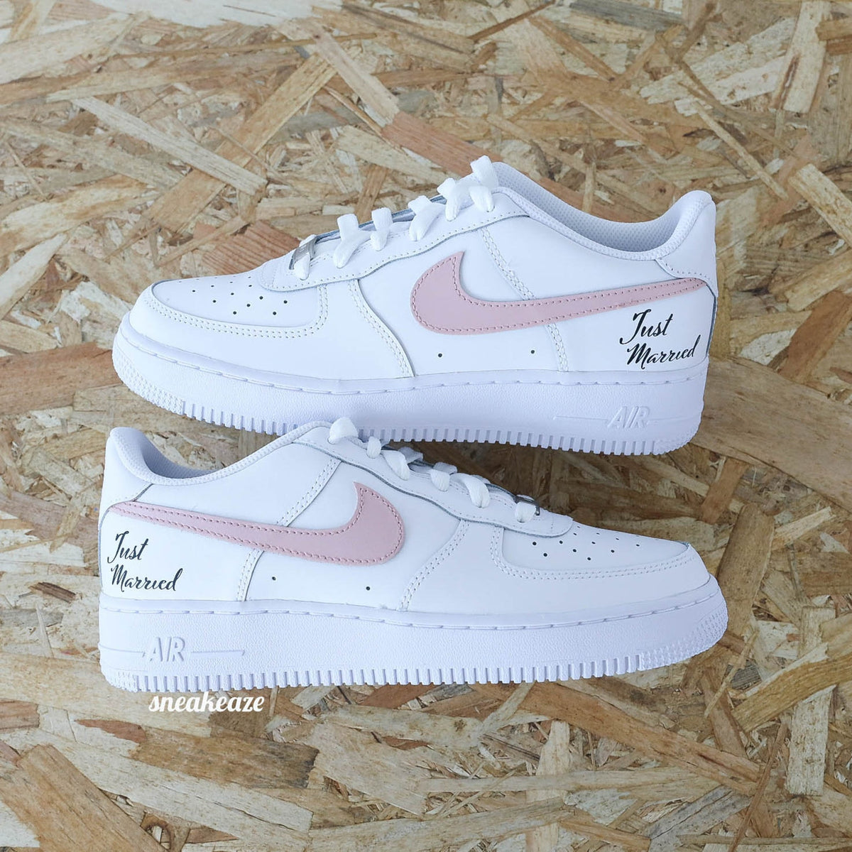 Custom Air Force 1 sneakers for weddings, unisex.