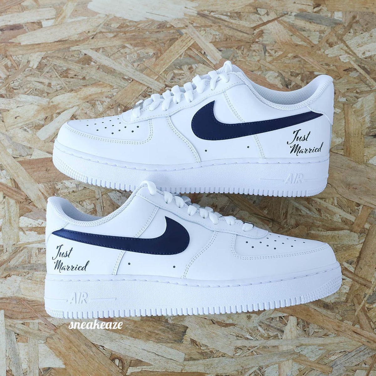 Custom Air Force 1 sneakers for weddings, unisex.