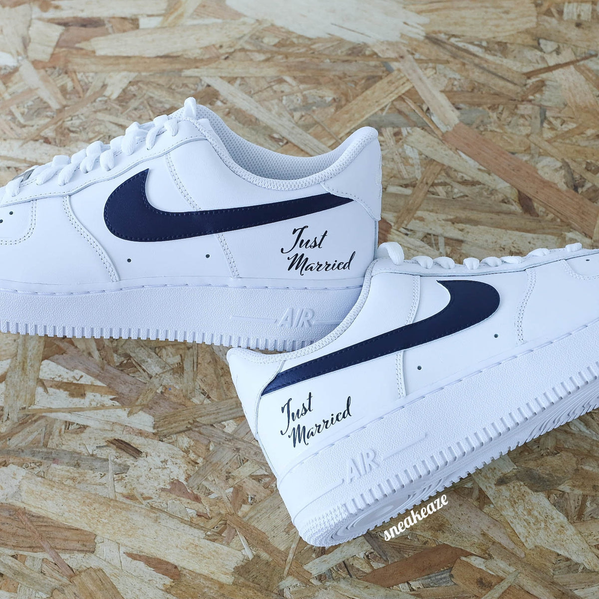 Custom Air Force 1 sneakers for weddings, unisex.