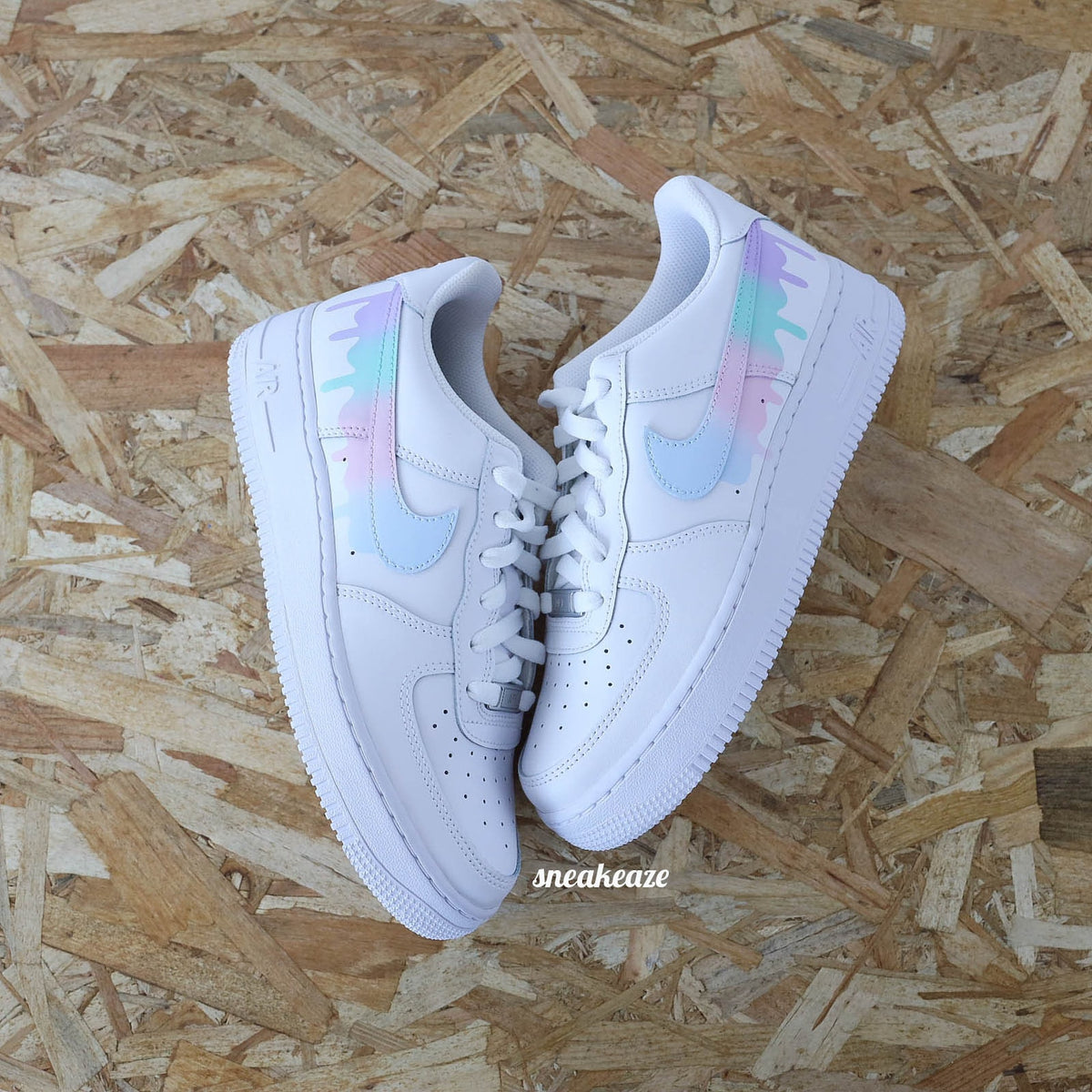 Custom Air Force 1 Drip sneakers pastel gradient flowing effect unisex