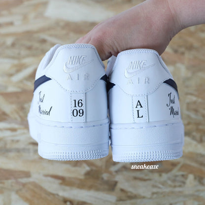 Custom Air Force 1 sneakers for weddings, unisex.