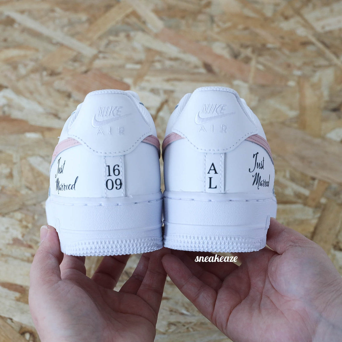 Custom Air Force 1 sneakers for weddings, unisex.