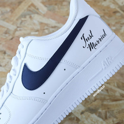 Custom Air Force 1 sneakers for weddings, unisex.