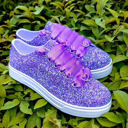 Custom Glitter Bridal Sneakers, Personalized Wedding Shoes