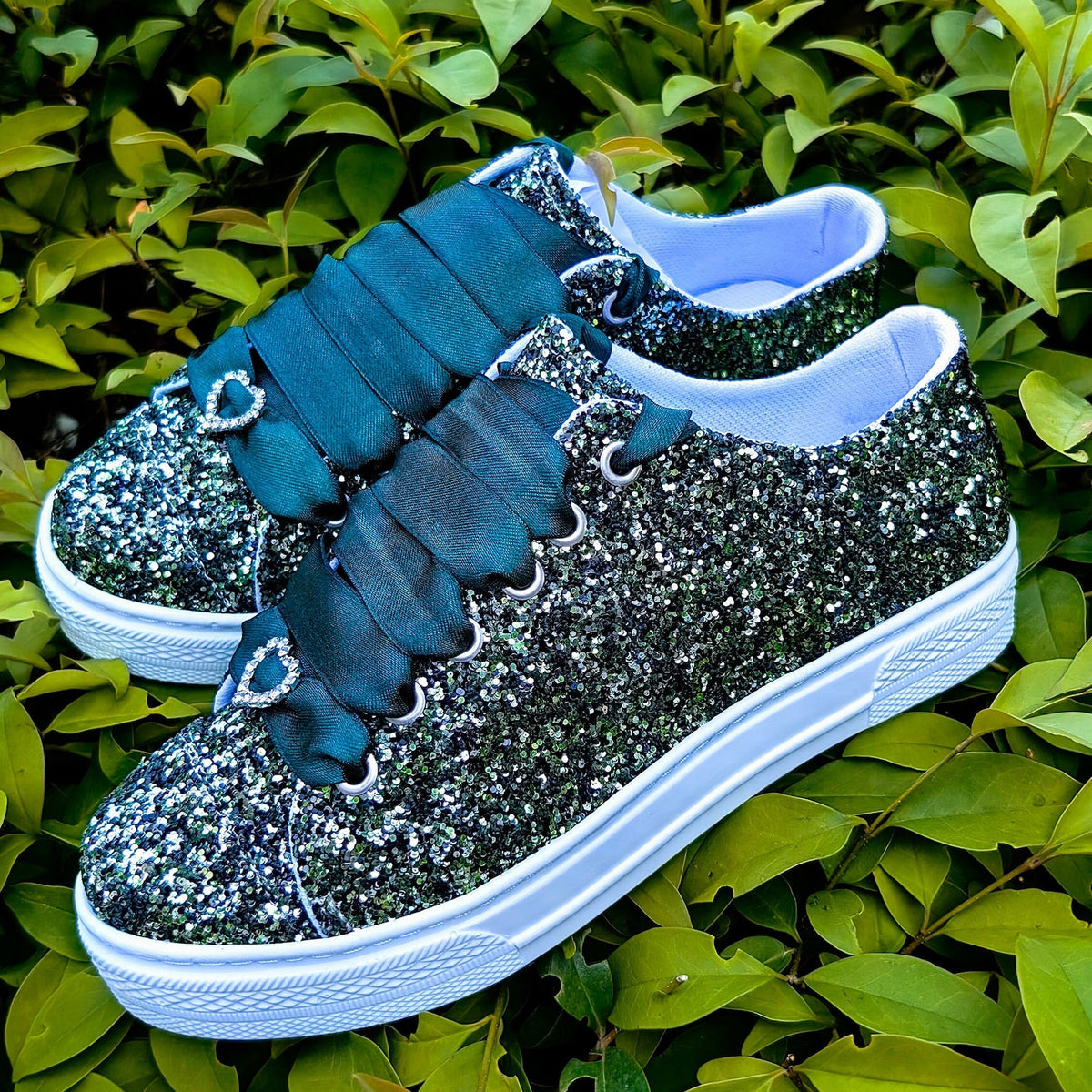 Custom Glitter Bridal Sneakers, Personalized Wedding Shoes