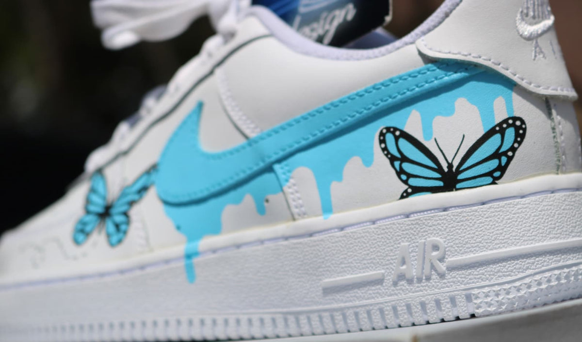 Custom Butterfly Drip Af1, Blue Butterflies, Drip AF1 designs, Custom Air Force One, Sneakerhead Gift, Personalized Air force 1, Af1 customs