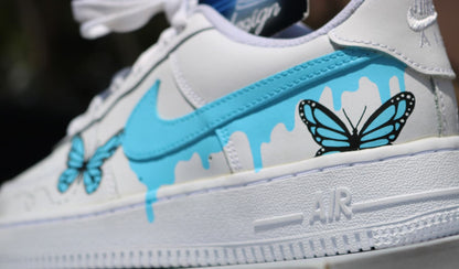 Custom Butterfly Drip Af1, Blue Butterflies, Drip AF1 designs, Custom Air Force One, Sneakerhead Gift, Personalized Air force 1, Af1 customs