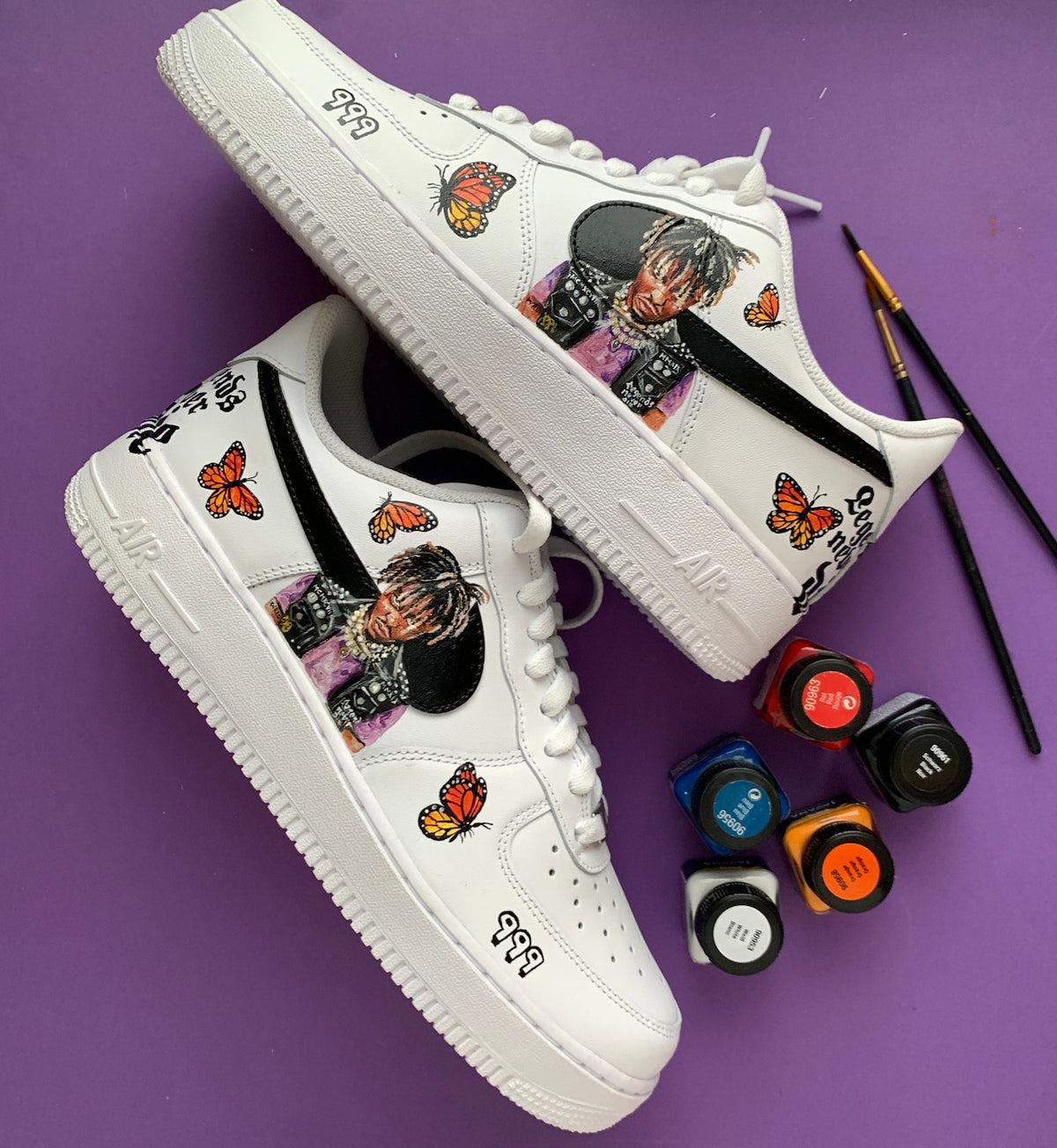 Hand Painted Sneakers | Custom Floral Butterfly Design