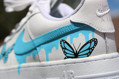 Custom Butterfly Drip Af1, Blue Butterflies, Drip AF1 designs, Custom Air Force One, Sneakerhead Gift, Personalized Air force 1, Af1 customs
