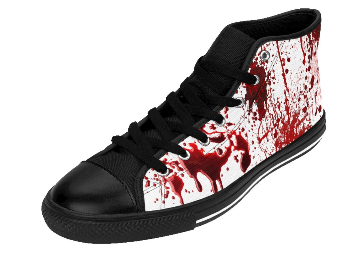 Gothic Horror High Top Sneakers, Gothic Blood Splatter Men's High Tops, Halloween Alt Fashion Gift