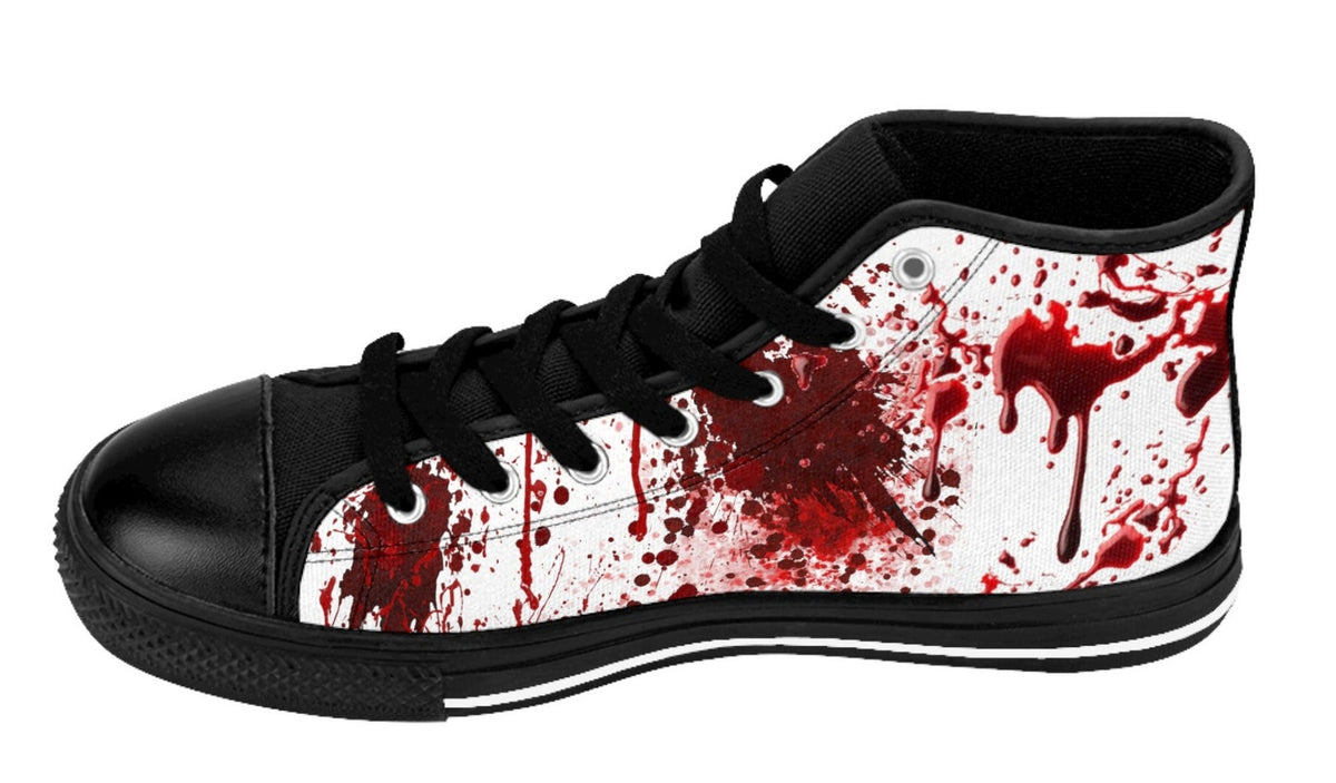 Gothic Horror High Top Sneakers, Gothic Blood Splatter Men's High Tops, Halloween Alt Fashion Gift