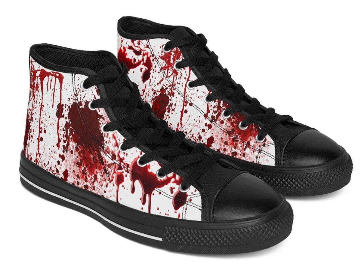 Gothic Horror High Top Sneakers, Gothic Blood Splatter Men's High Tops, Halloween Alt Fashion Gift