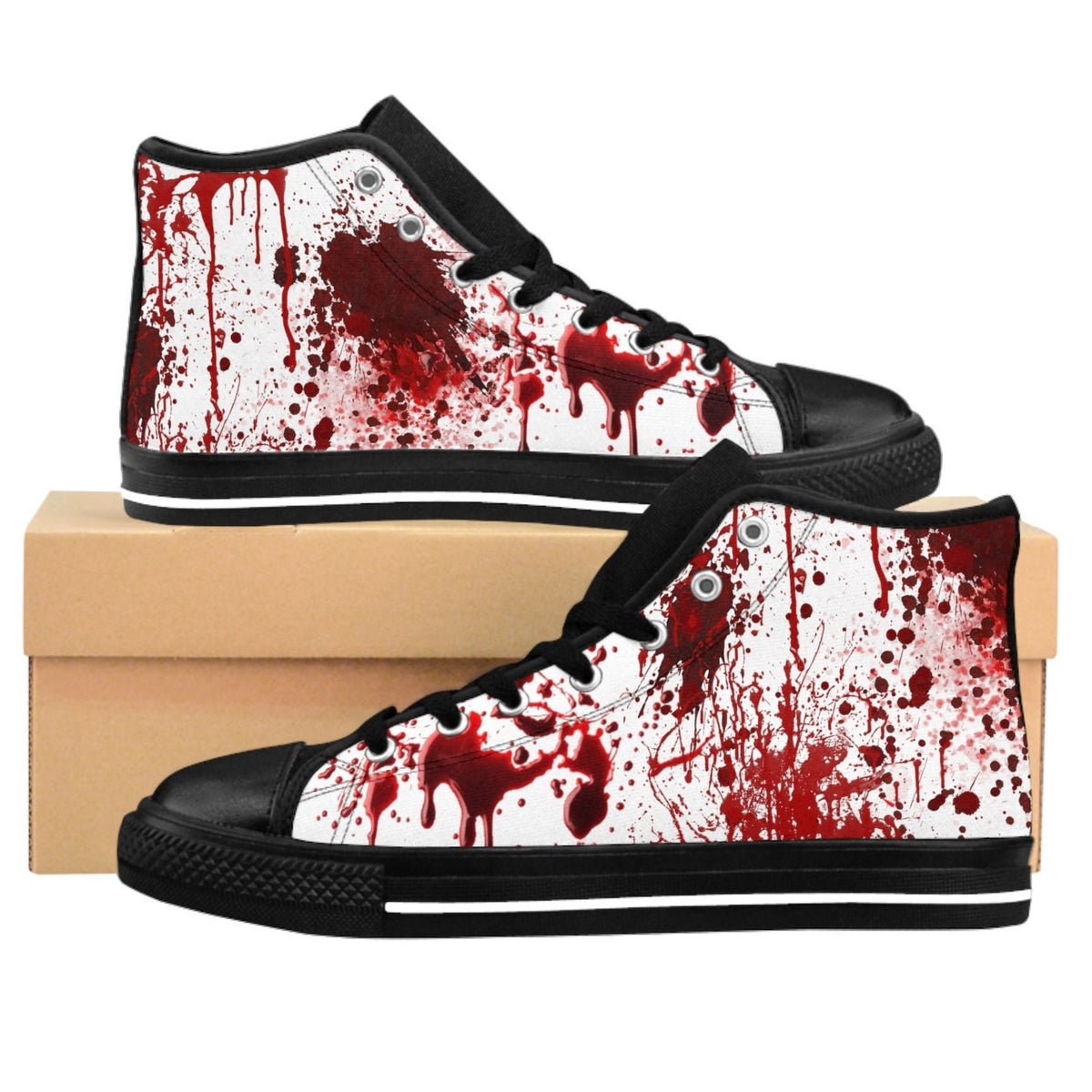 Gothic Horror High Top Sneakers, Gothic Blood Splatter Men's High Tops, Halloween Alt Fashion Gift