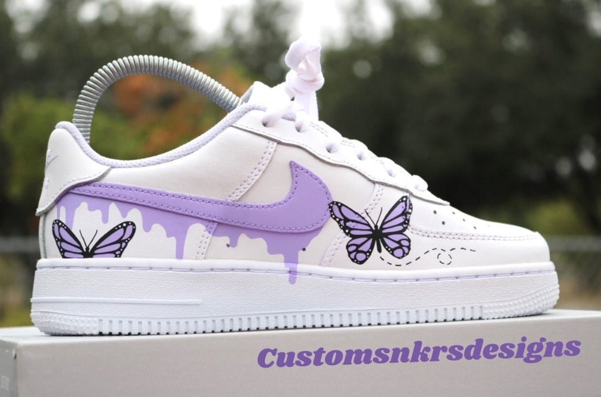 Custom Purple Butterfly Drip Af1, Drip AF1 designs, Butterfly Designs, Gift for her, Personalized af1, Sneakerhead Gift, Back to School