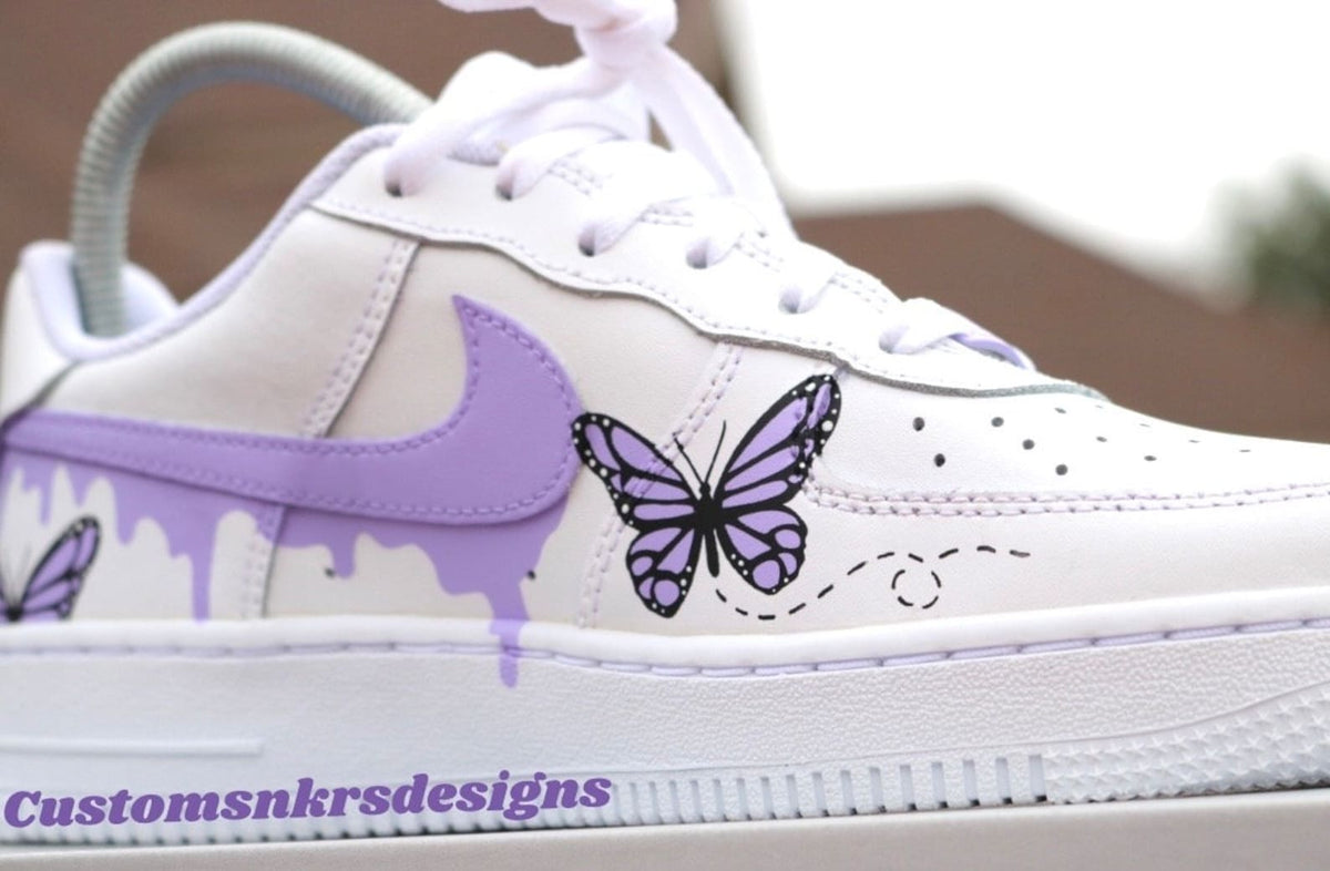Custom Purple Butterfly Drip Af1, Drip AF1 designs, Butterfly Designs, Gift for her, Personalized af1, Sneakerhead Gift, Back to School