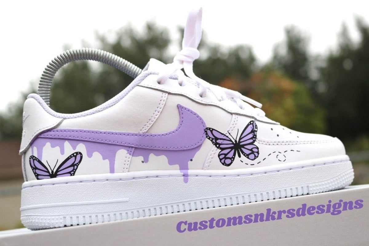 Custom Purple Butterfly Drip Af1, Drip AF1 designs, Butterfly Designs, Gift for her, Personalized af1, Sneakerhead Gift, Back to School