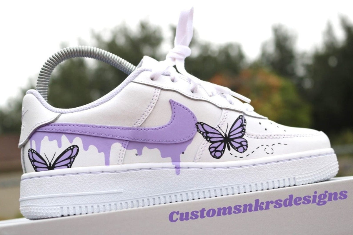 Custom Purple Butterfly Drip Af1, Drip AF1 designs, Butterfly Designs, Gift for her, Personalized af1, Sneakerhead Gift, Back to School