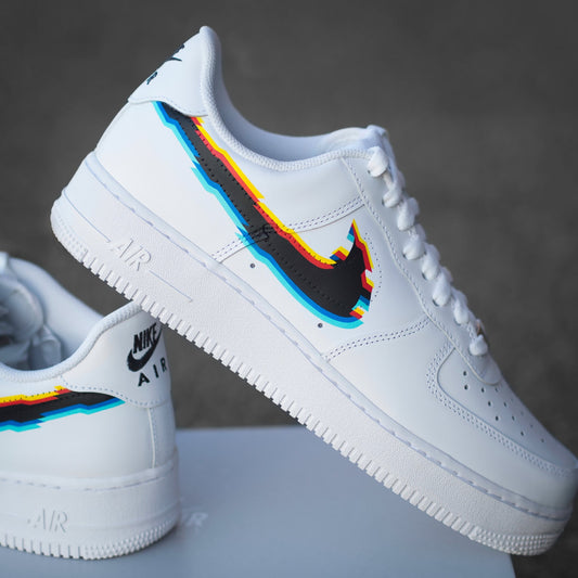 Custom Nike Air Force 1 Glitch Effect - Custom Sneaker Glitch Effect - Hand Painted Shoes - Custom Sneaker AF1 - Glitch Art