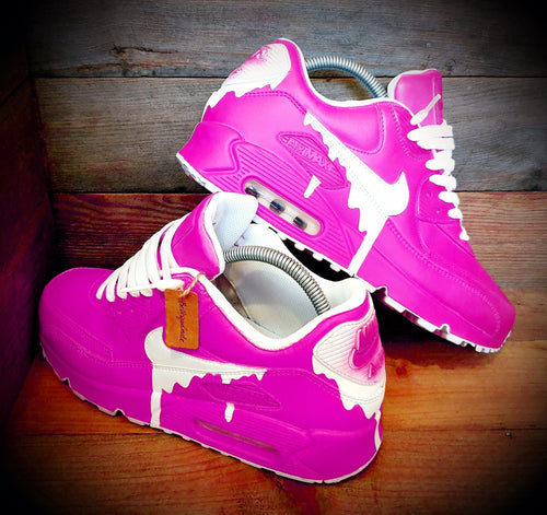 Custom Painted Air Max 90/Sneakers/Shoes/Kicks/Premium/Personalised/Classic Drip-Neon Pink