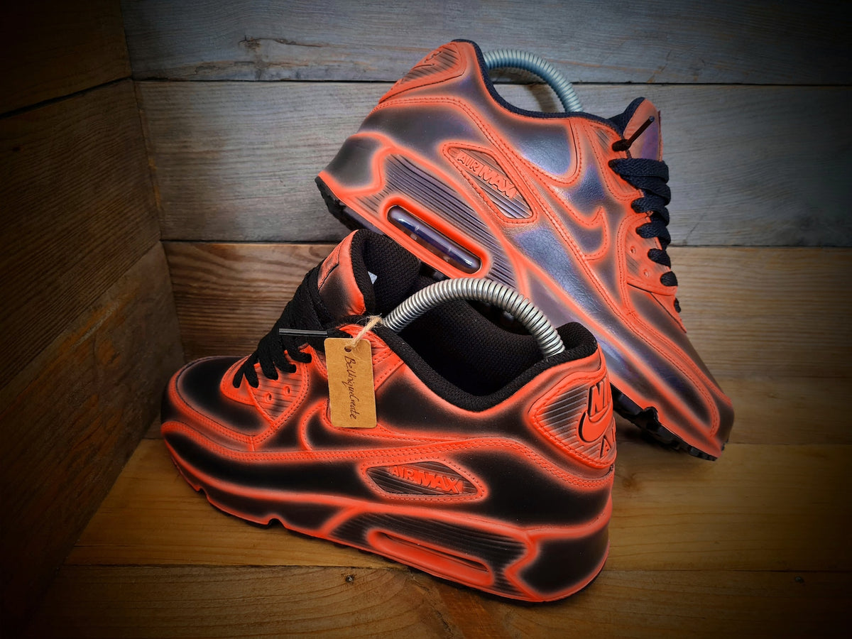Custom Painted Air Max 90/Sneakers/Shoes/Kicks/Premium/Personalised/Neon Orange Cartoon