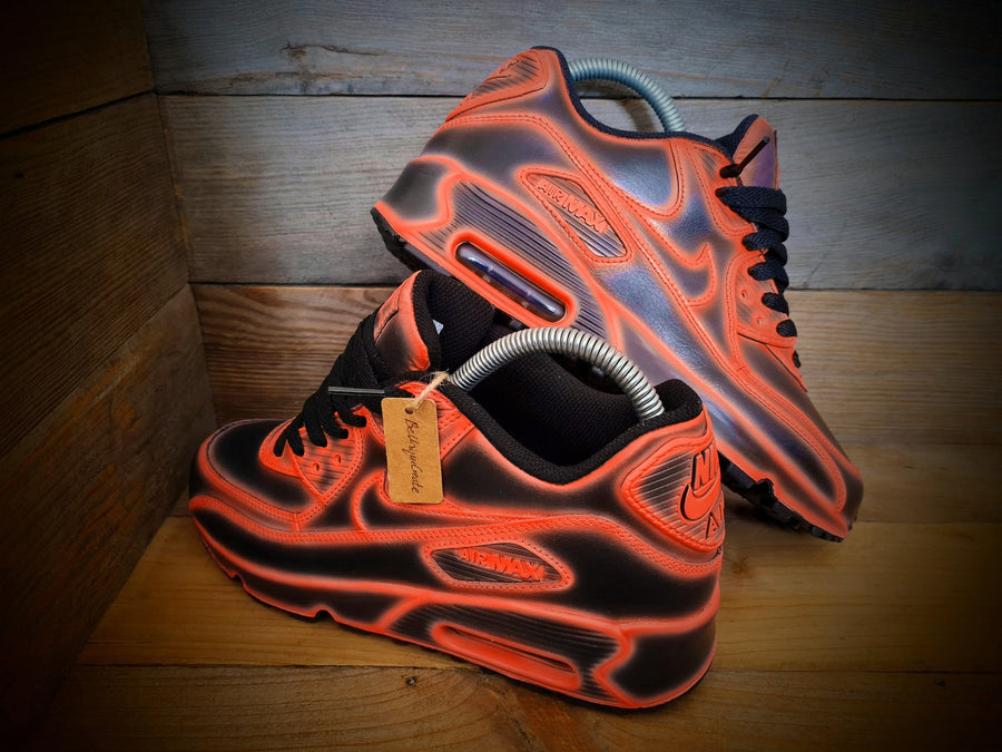 Custom Painted Air Max 90/Sneakers/Shoes/Kicks/Premium/Personalised/Neon Orange Cartoon