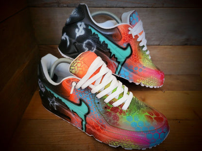 Custom Painted Air Max 90/Sneakers/Shoes/Kicks/Premium/Personalised/Graffiti Drip-Orange