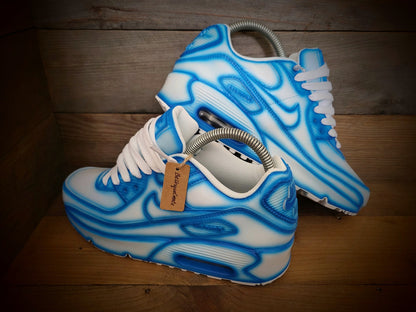 Custom Painted Air Max 90/Sneakers/Shoes/Kicks/Premium/Personalised/Blue Cartoon