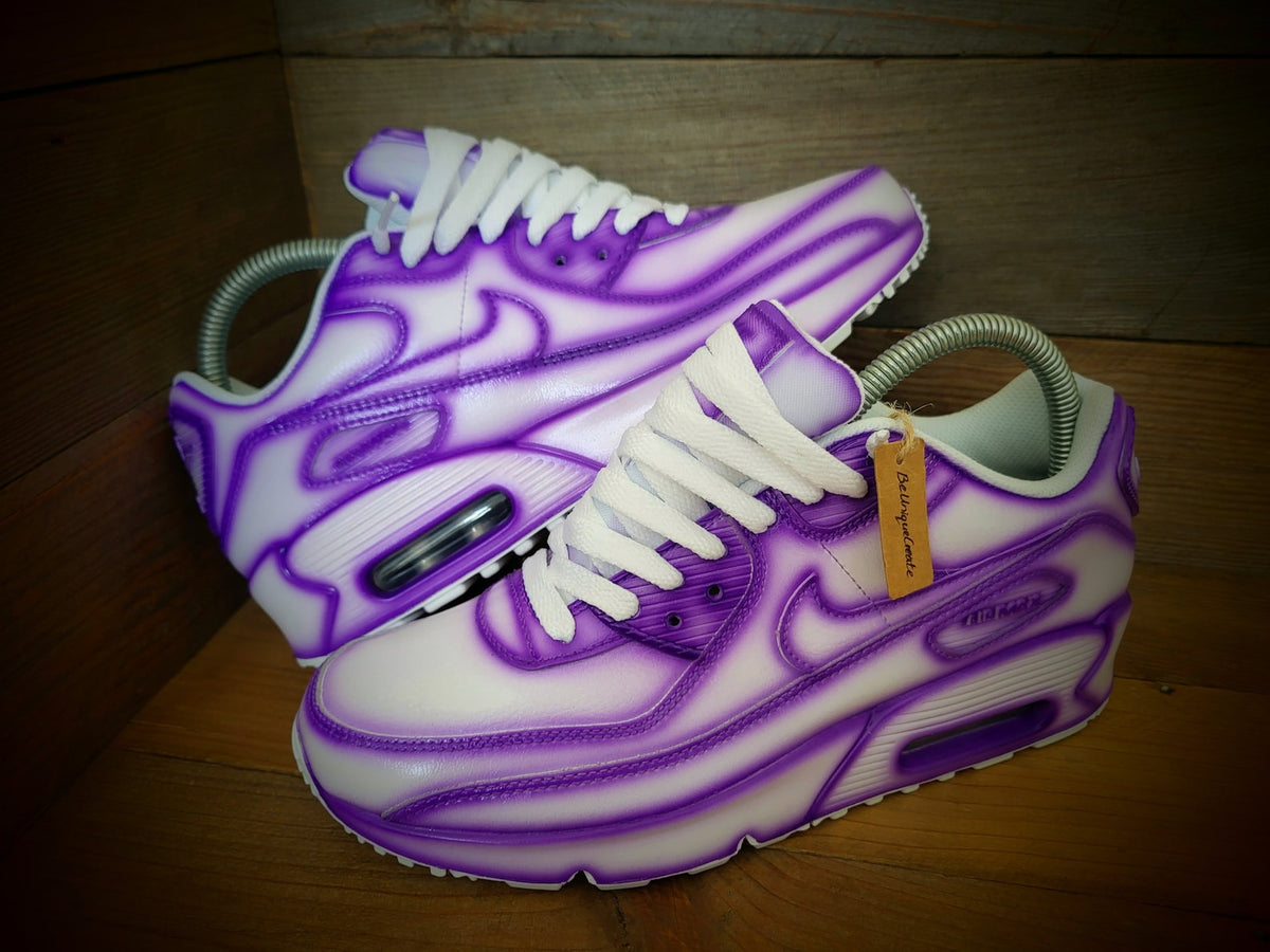 Custom Painted Air Max 90/Sneakers/Shoes/Kicks/Premium/Personalised/Purple Cartoon