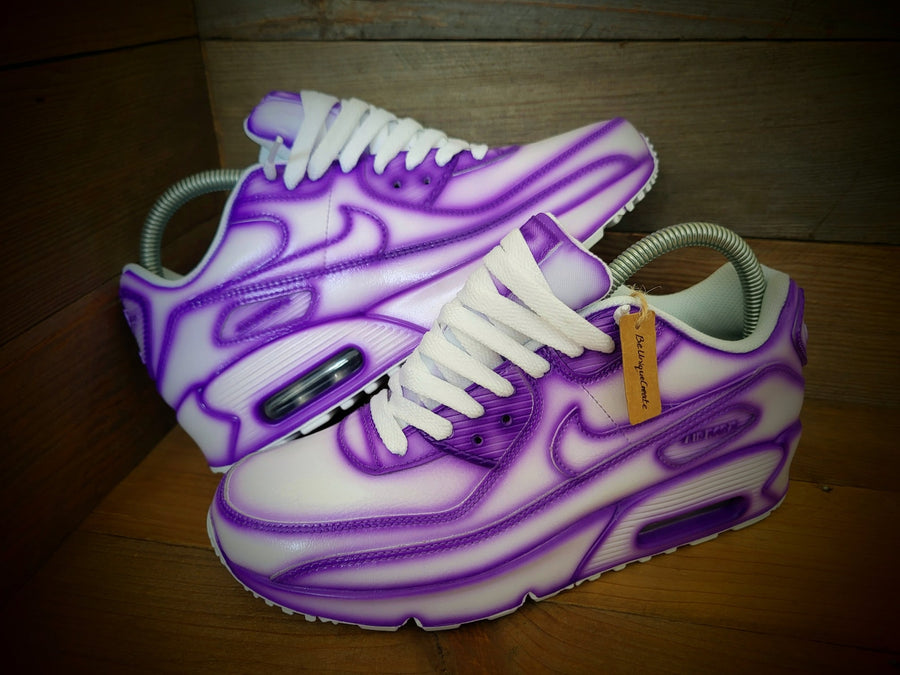 Custom Painted Air Max 90/Sneakers/Shoes/Kicks/Premium/Personalised/Purple Cartoon