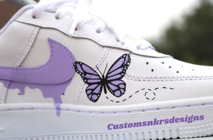 Custom Purple Butterfly Drip Af1, Drip AF1 designs, Butterfly Designs, Gift for her, Personalized af1, Sneakerhead Gift, Back to School
