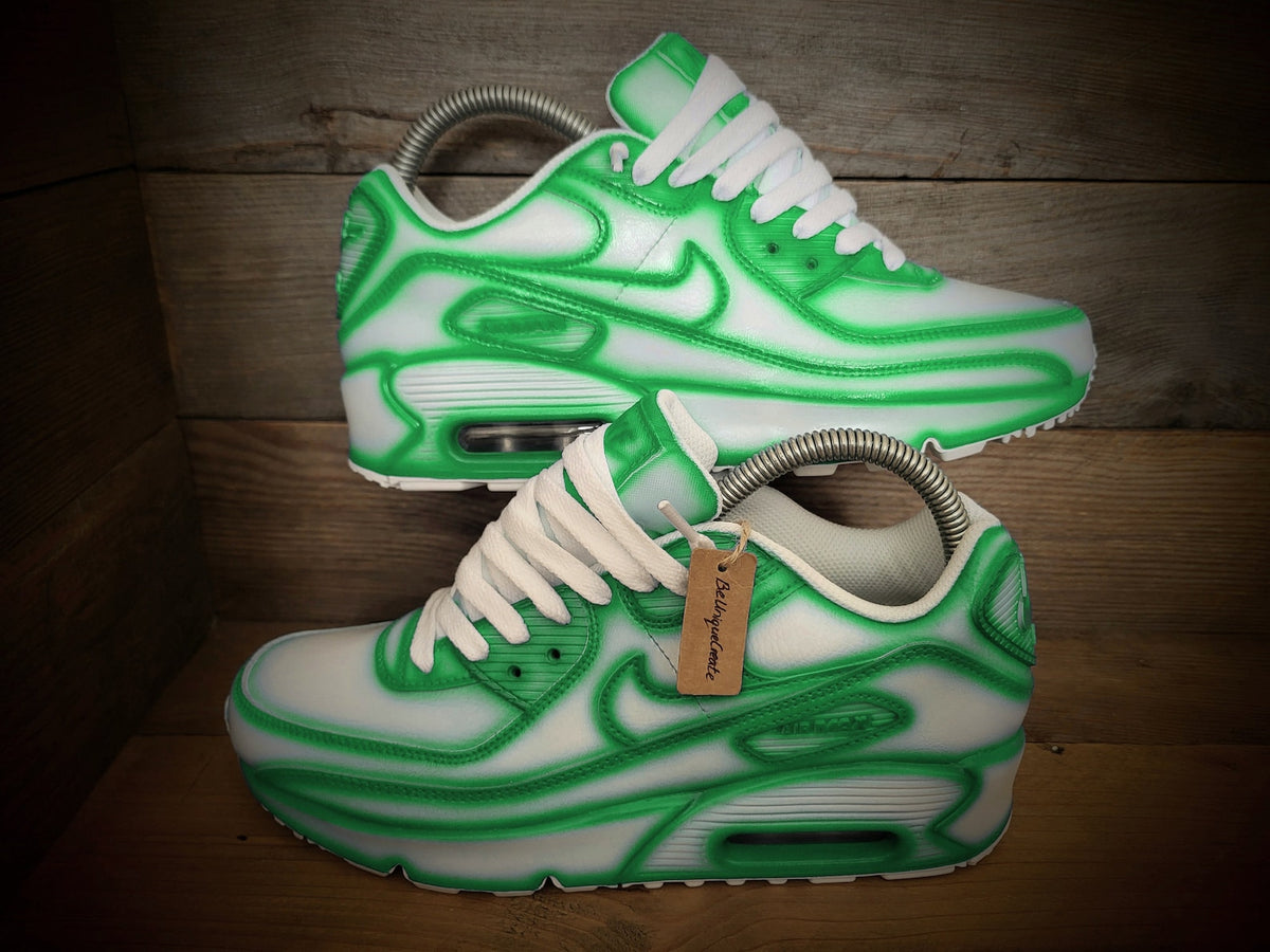 Custom Painted Air Max 90/Sneakers/Shoes/Kicks/Premium/Personalised/Green Cartoon
