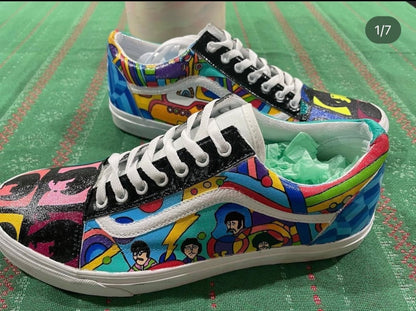 Custom Hand Painted VANS slip on shoes, character shoes, personalized, portrait shoes,  painted shoes,  customize vans