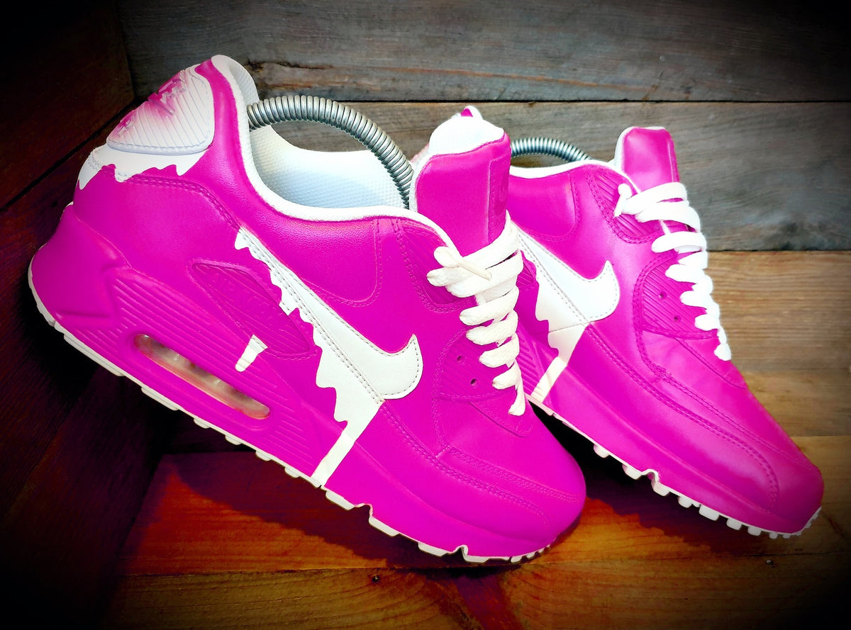 Custom Painted Air Max 90/Sneakers/Shoes/Kicks/Premium/Personalised/Classic Drip-Neon Pink
