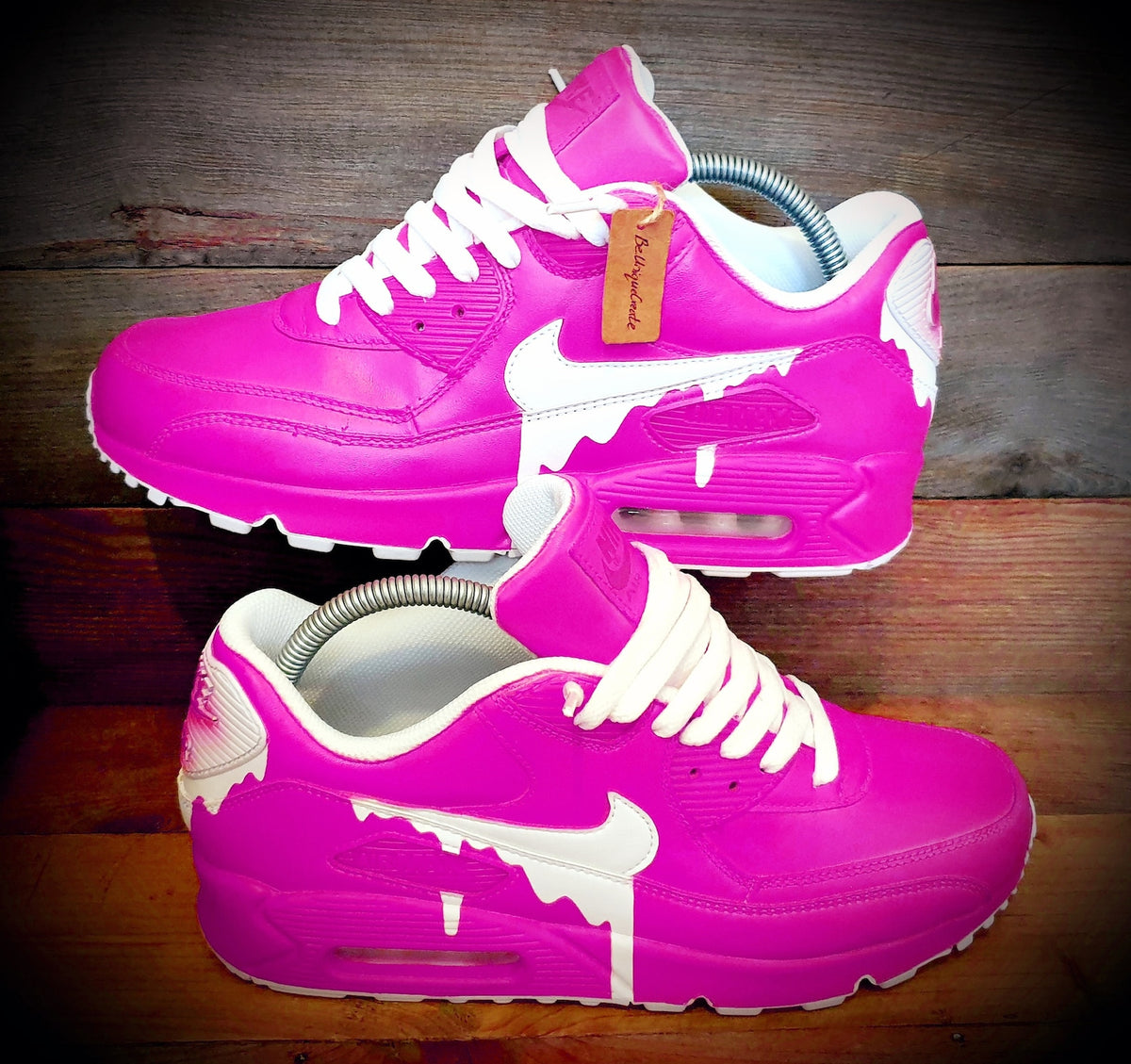 Custom Painted Air Max 90/Sneakers/Shoes/Kicks/Premium/Personalised/Classic Drip-Neon Pink
