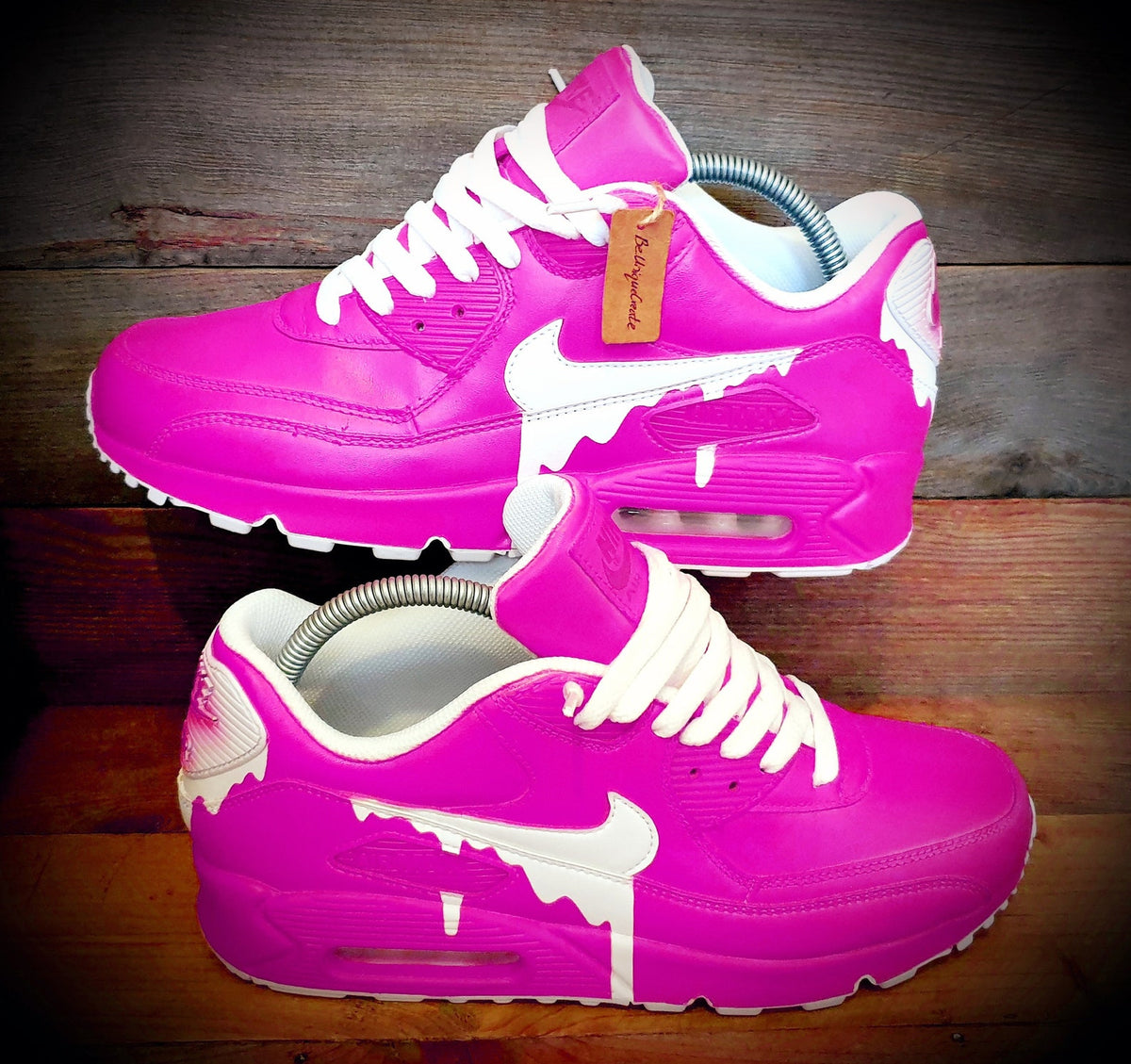 Custom Painted Air Max 90/Sneakers/Shoes/Kicks/Premium/Personalised/Classic Drip-Neon Pink